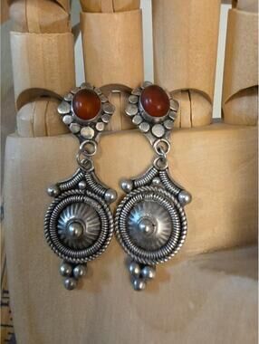 Rare Vintage 925 Sterling Silver Dangle Pierce Earrings